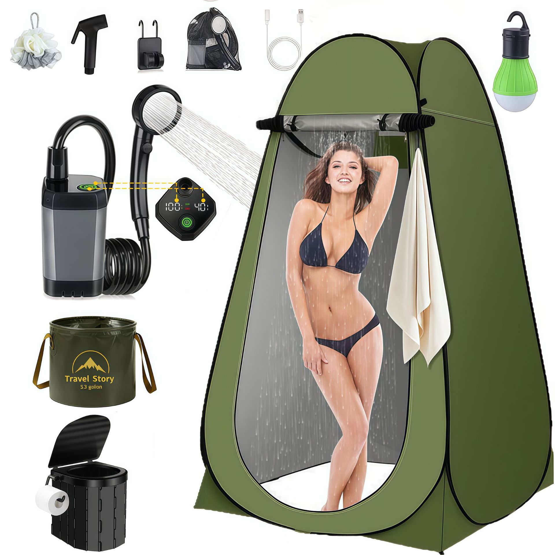 2025 cross-border hot-selling combination outdoor shower bath artifact camping dormitory electric shower tent toilet