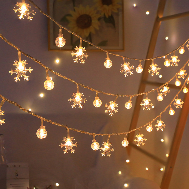 Snowflake + crystal ball warm white + solar 8 modes (22 meters 200 lights)