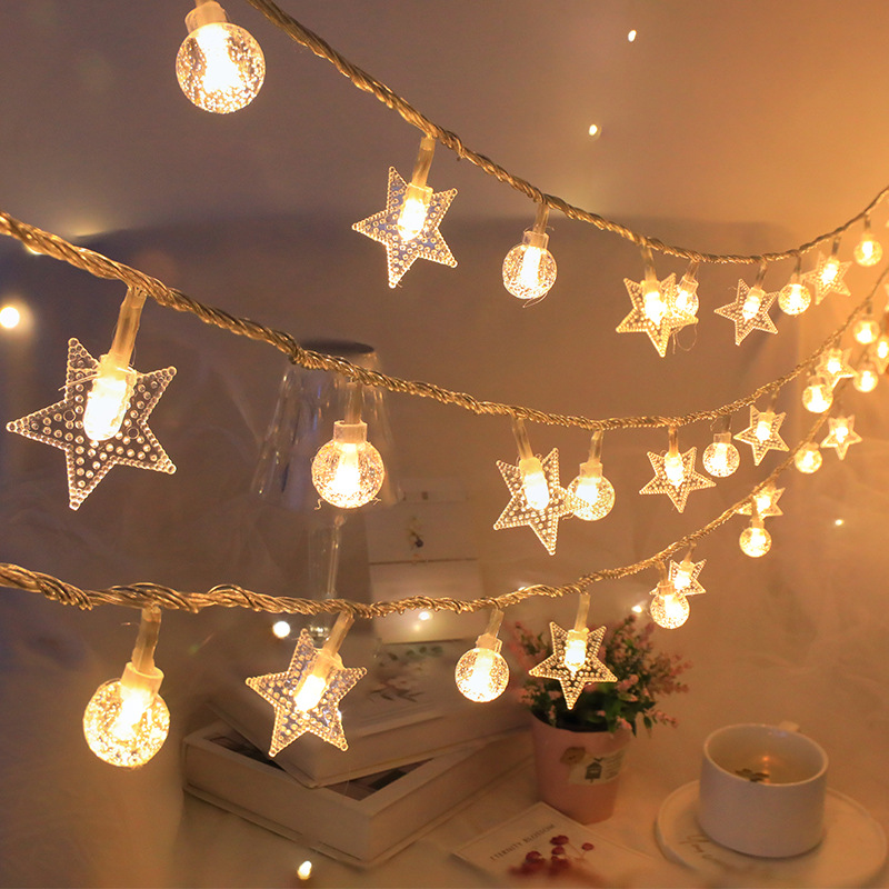 Stars + crystal ball warm white + solar 8 modes (22 meters 200 lights)