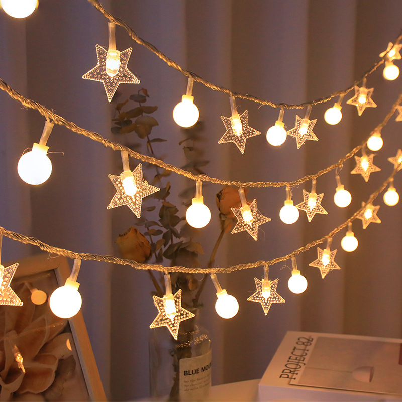 Stars + small beads warm color + solar 8 modes (22 meters 200 lights)