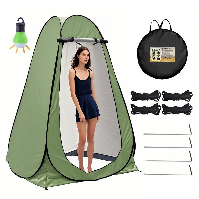 2 windows green [coated with silver] + lights [bring your own 3 AA batteries] + single tent: 120*120*190cm