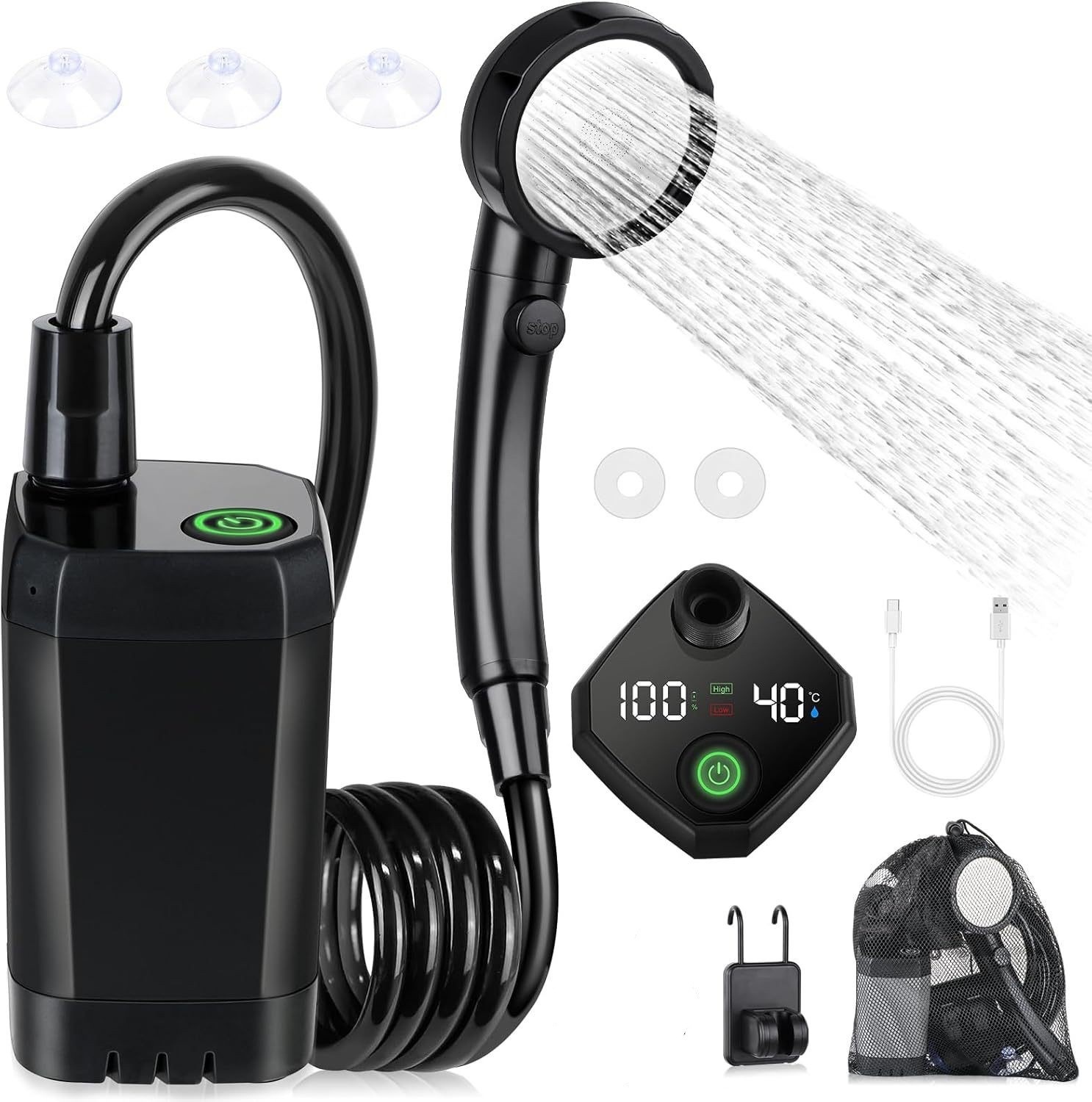 [Hot Selling] Full Screen Model 6000mA Black [Dual Temperature/Battery Display]