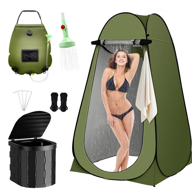 1.2m 2-window green tent + [covered version] black toilet + green bath bag + single tent: 120*120*190cm