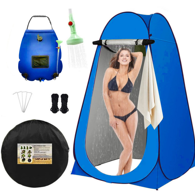 2-window blue tent + blue shower bag + double tent: 150*150*190cm