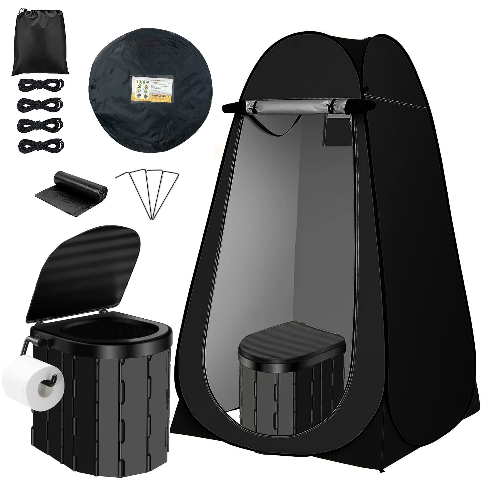 1.2 meters 2 windows black tent + [toilet paper hook type] black toilet + single tent: 120*120*190cm