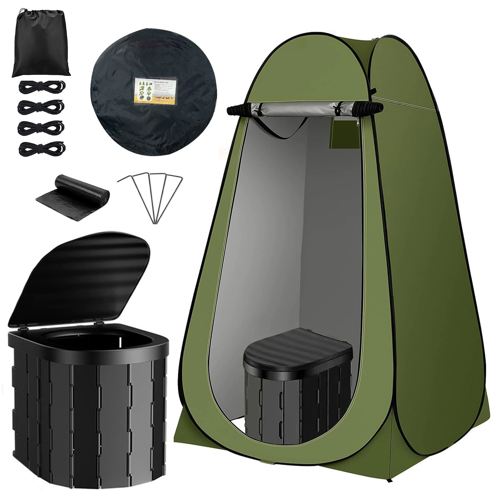 2-window green tent + [covered version] black toilet + single tent: 120*120*190cm