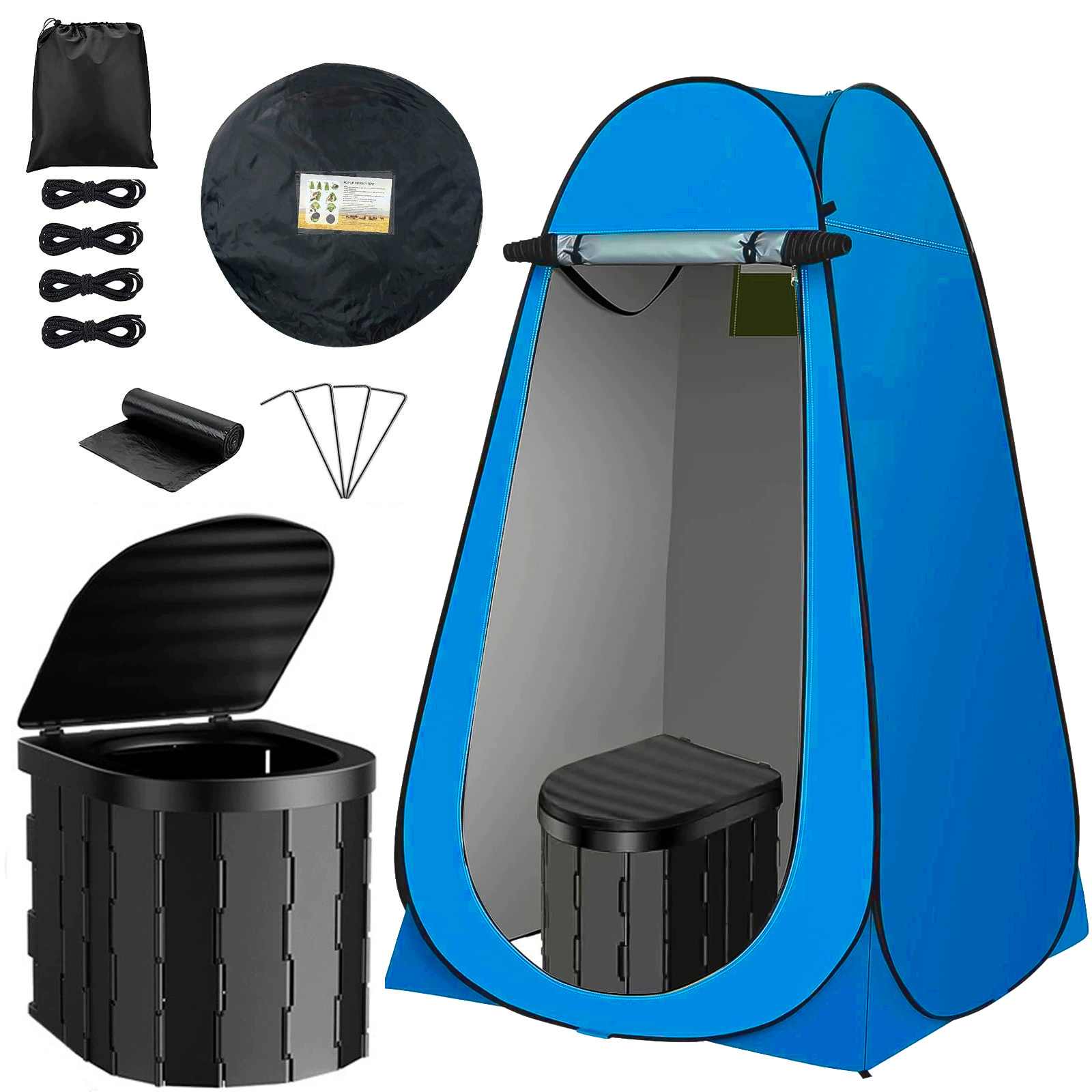 2-window blue tent + [covered version] black toilet + single tent: 120*120*190cm