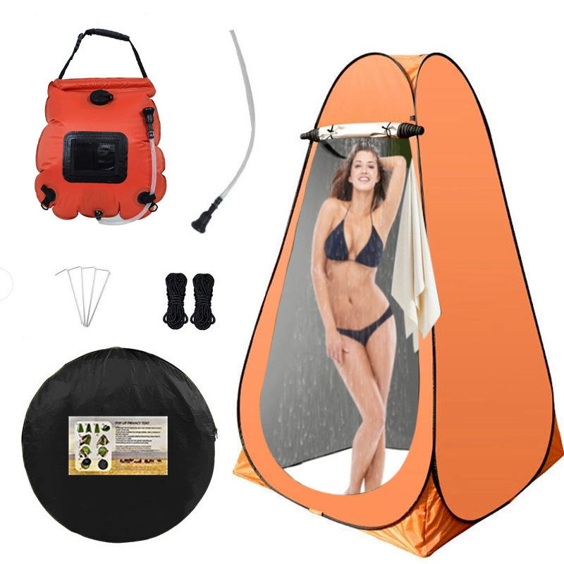 2-window orange tent + orange shower bag + single tent: 120*120*190cm
