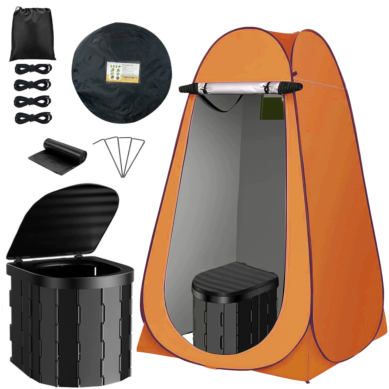 2-window orange tent + [covered version] black toilet + single tent: 120*120*190cm
