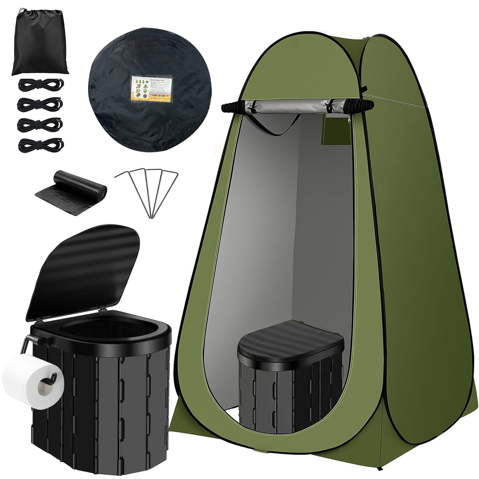 1.2 meters 2 windows green tent + [toilet paper hook type] black toilet + single tent: 120*120*190cm