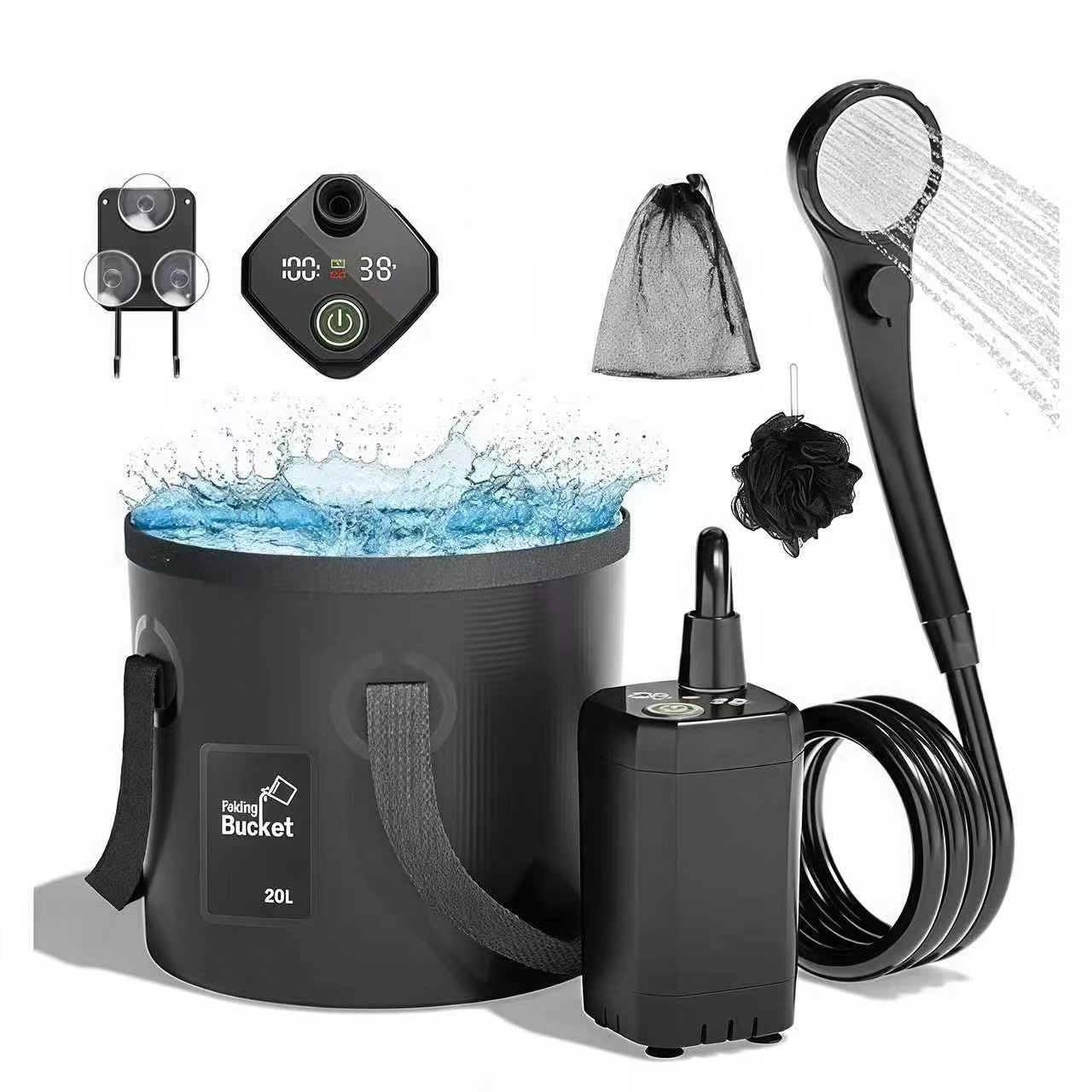 6000 black+bucket+bath ball