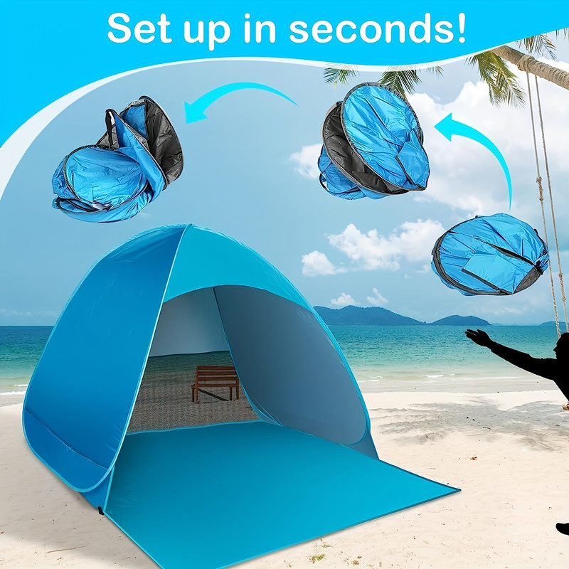 Lightweight and durable portable sun screen beach tent with UPF 50+ UV protection! Comes with 6 floor pegs. Perfect gift for Christmas, Halloween or Thanksgiving