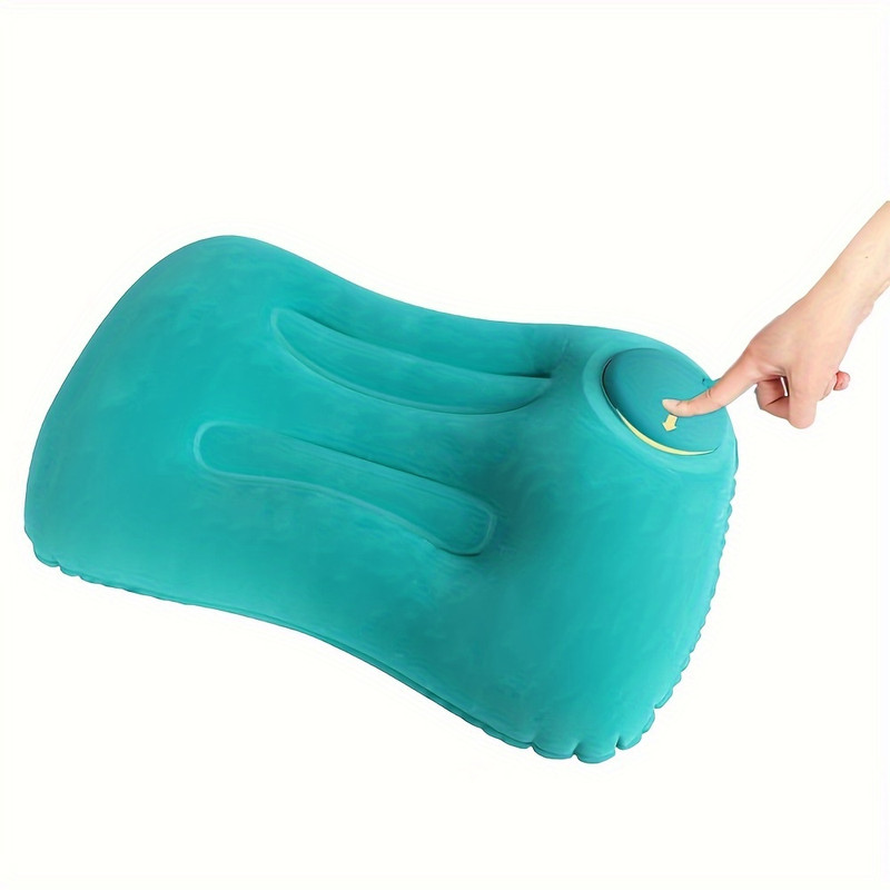 1 square plush inflatable pillow, portable self-filling functional neck support cushion, suitable for outdoor travel and camping